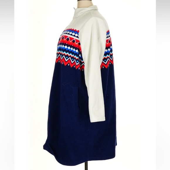 Lands' End Fleece Mock Neck Quarter Zip Fair Isle Dress Plus  Size 3X 24W 26W - Picture 4 of 9